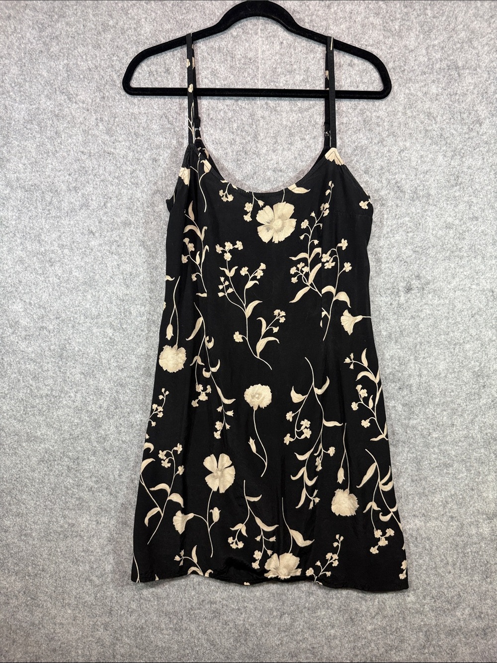 Kookai Slip Dress - Womens EU 42 - Black Cream Floral Print Beach Summer